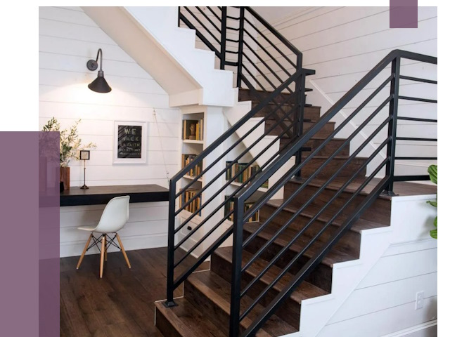 Перила для лестницы в доме в Полысаеве от 7455 руб. — ПРОЛЁТ-Плс