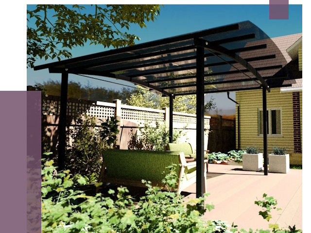 Навесы для террасы в Полысаеве от 13111 руб. под ключ | ПРОЛЁТ-Плс