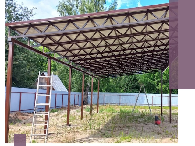 Односкатные навесы под ключ в Полысаеве — изготовление и монтаж