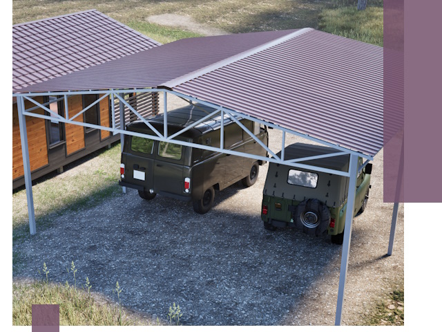 Двускатные навесы под ключ в Полысаеве — изготовление и монтаж