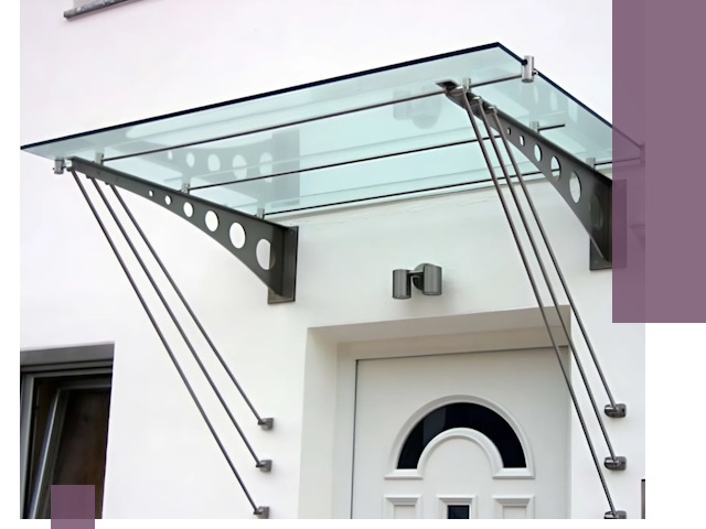 Козырьки над входом под ключ в Полысаеве — изготовление и монтаж