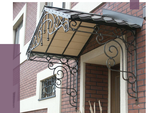 Двускатные козырьки в Полысаеве под ключ от 12854 руб.